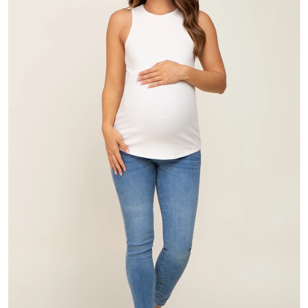 Pinkblush Ivory ribbed basic maternity top